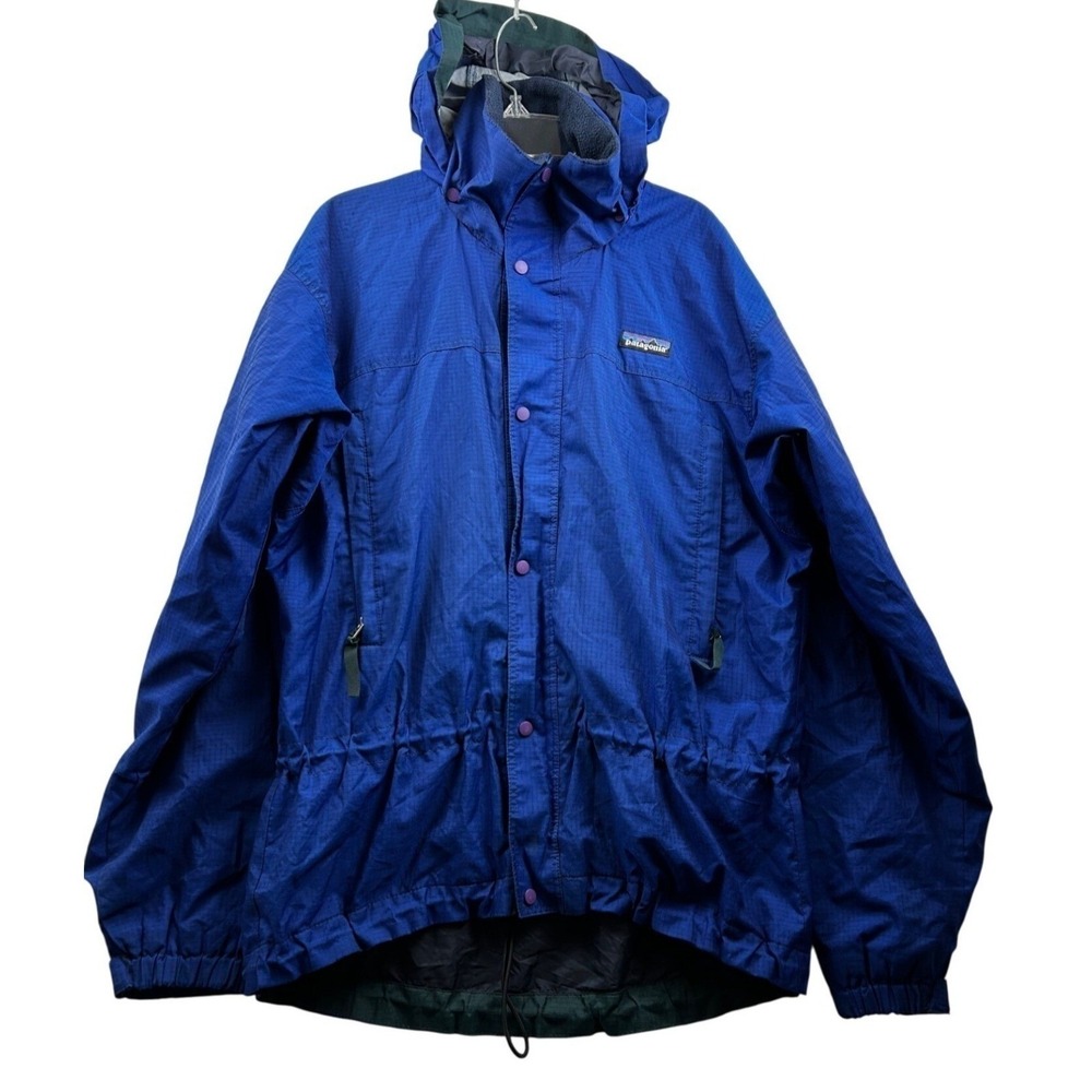 Patagonia Vtg Ripstop Fleece-Lined Jacket Womens S Blue Hooded Gorpcore Hiking